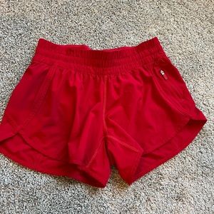 Red lululemon lined shorts. Size 8